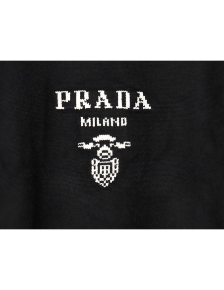Prada sweater with floral logo on chest TSK2,Cheap Replica Reps Prada