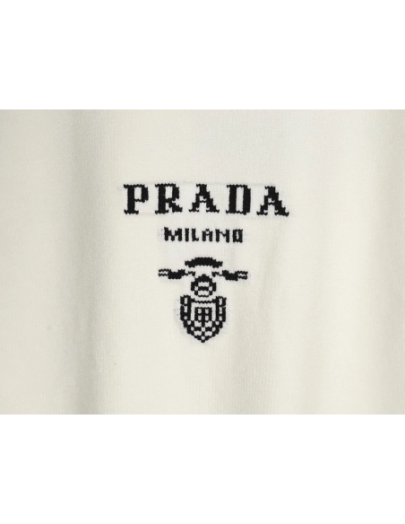 Prada sweater with floral logo on chest,Cheap Replica Reps Prada