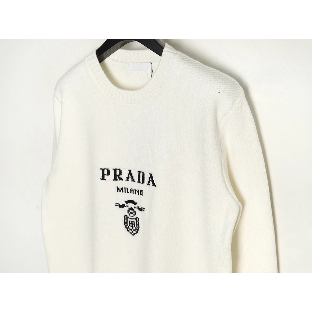 Prada sweater with floral logo on chest,Cheap Replica Reps Prada