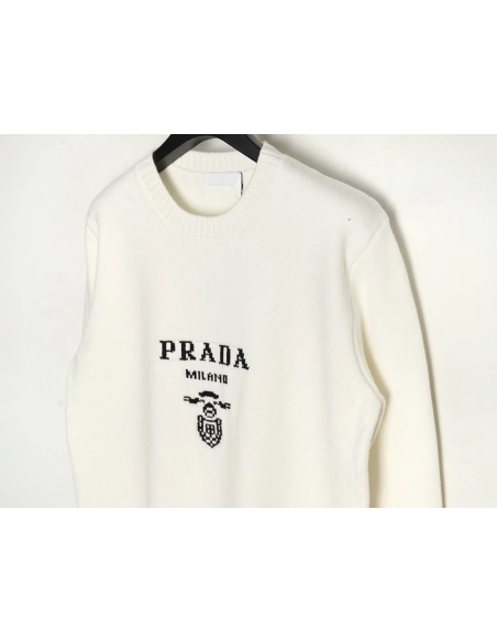 Prada sweater with floral logo on chest,Cheap Replica Reps Prada