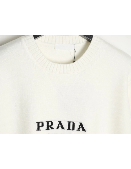 Prada sweater with floral logo on chest,Cheap Replica Reps Prada