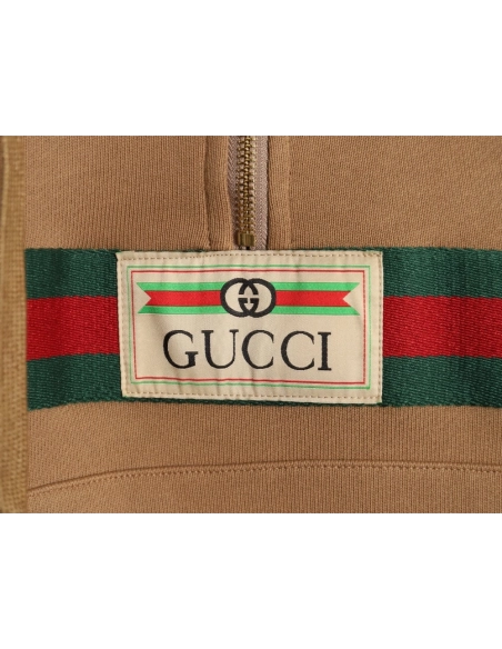 Gucci Red and Green Web Half Zip Long Sleeve Hoodie,Cheap Replica Reps Gucci