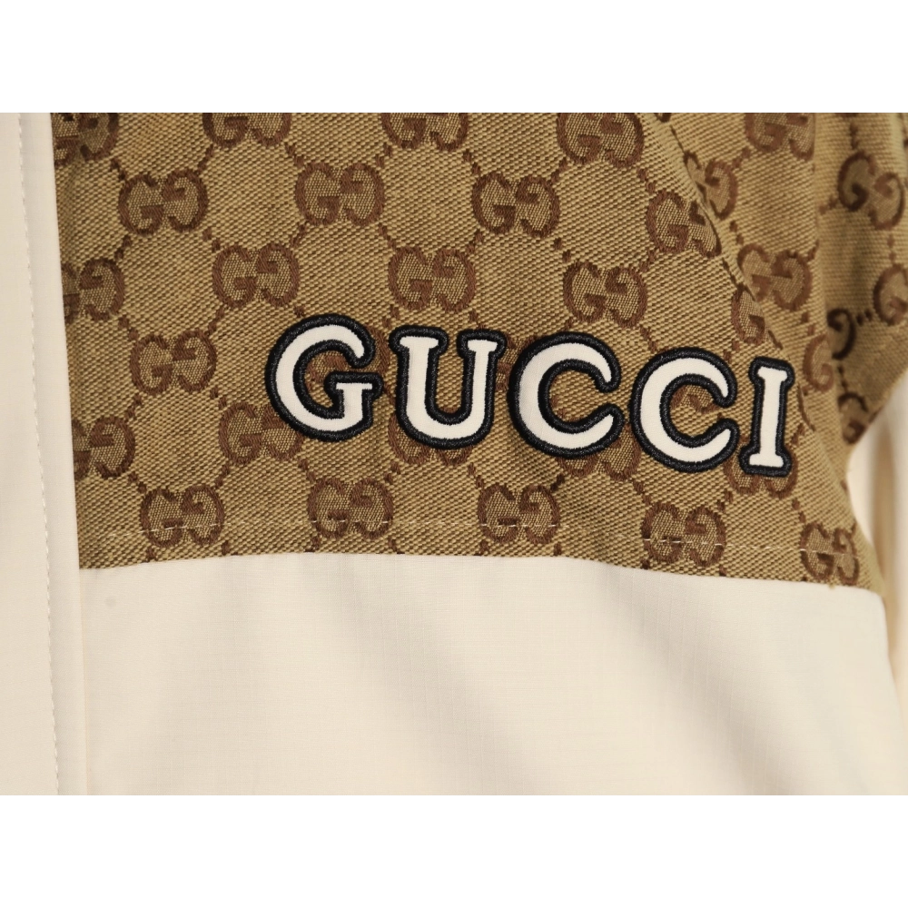 Gucci patchwork full print monogram hooded windbreaker jacket,Cheap Replica Reps Gucci