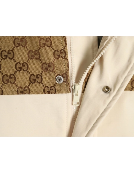 Gucci patchwork full print monogram hooded windbreaker jacket,Cheap Replica Reps Gucci