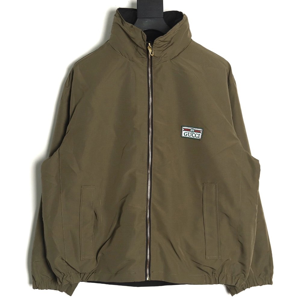 Gucci Red and Green Web Doublesided Windbreaker Hooded Jacket TSK2,Cheap Replica Reps Gucci