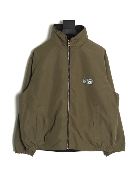 Gucci Red and Green Web Doublesided Windbreaker Hooded Jacket TSK2,Cheap Replica Reps Gucci