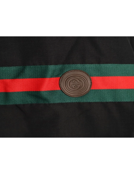 Gucci Red and Green Web Doublesided Windbreaker Hooded Jacket TSK2,Cheap Replica Reps Gucci