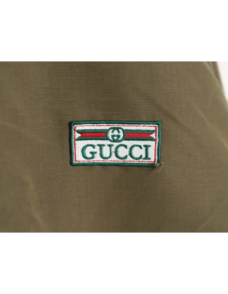 Gucci Red and Green Web Doublesided Windbreaker Hooded Jacket TSK2,Cheap Replica Reps Gucci
