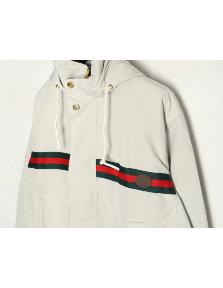 Gucci Red and Green Web Doublesided Windbreaker Hooded Jacket TSK1,Cheap Replica Reps Gucci