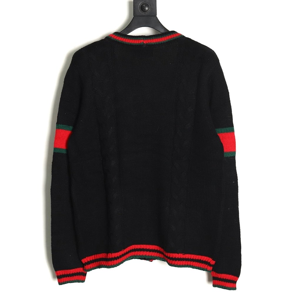 Gucci Red and Green Striped Cardigan Sweater TSK1,Cheap Replica Reps Gucci