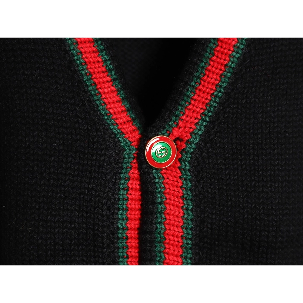 Gucci Red and Green Striped Cardigan Sweater TSK1,Cheap Replica Reps Gucci