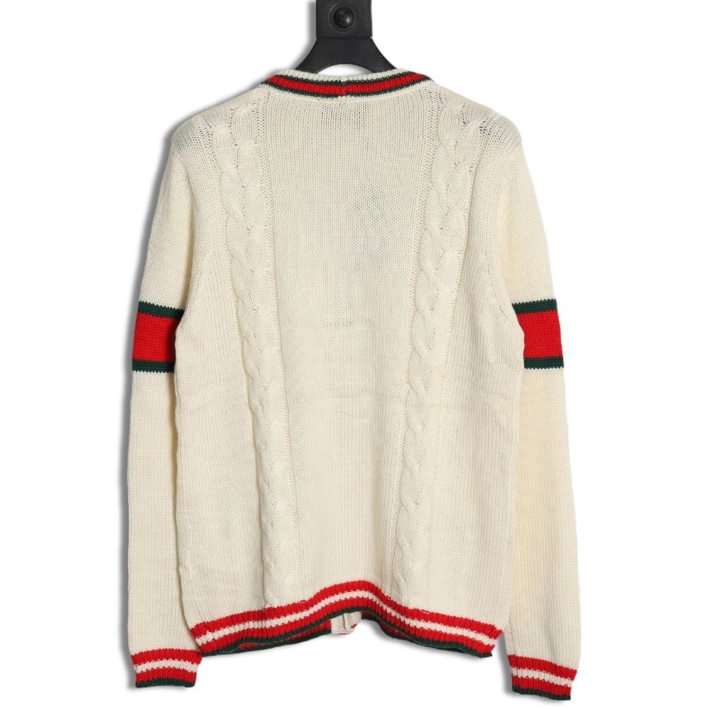 Gucci Red and Green Striped Cardigan Sweater,Cheap Replica Reps Gucci