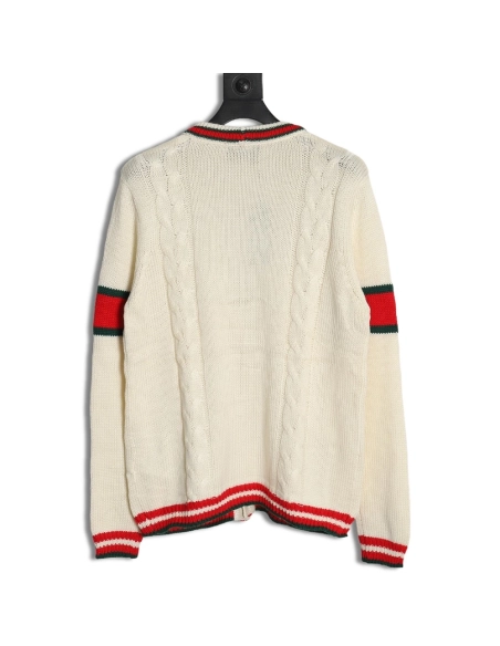 Gucci Red and Green Striped Cardigan Sweater,Cheap Replica Reps Gucci