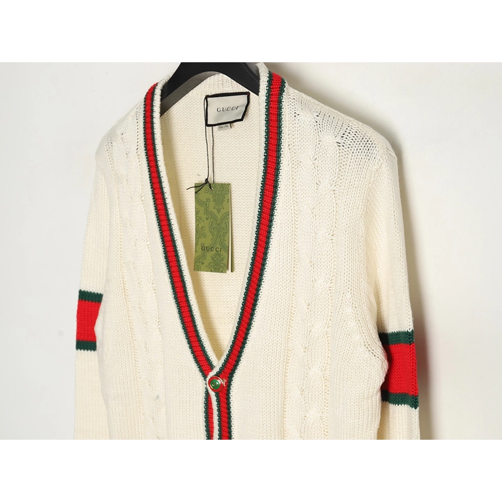 Gucci Red and Green Striped Cardigan Sweater,Cheap Replica Reps Gucci