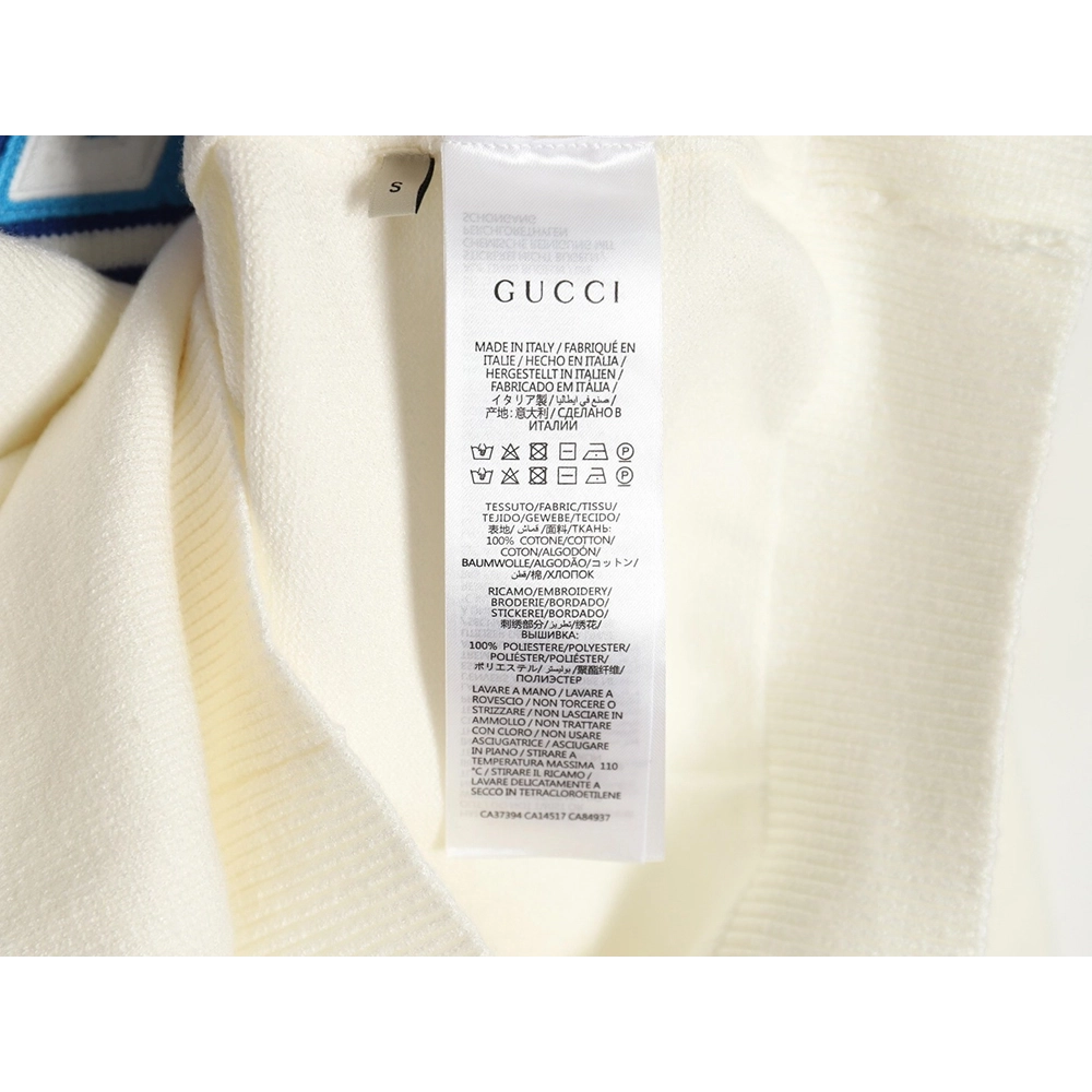 Gucci Blue Stripe Jacquard Interlocking Embroidery Sweater,Cheap Replica Reps Gucci