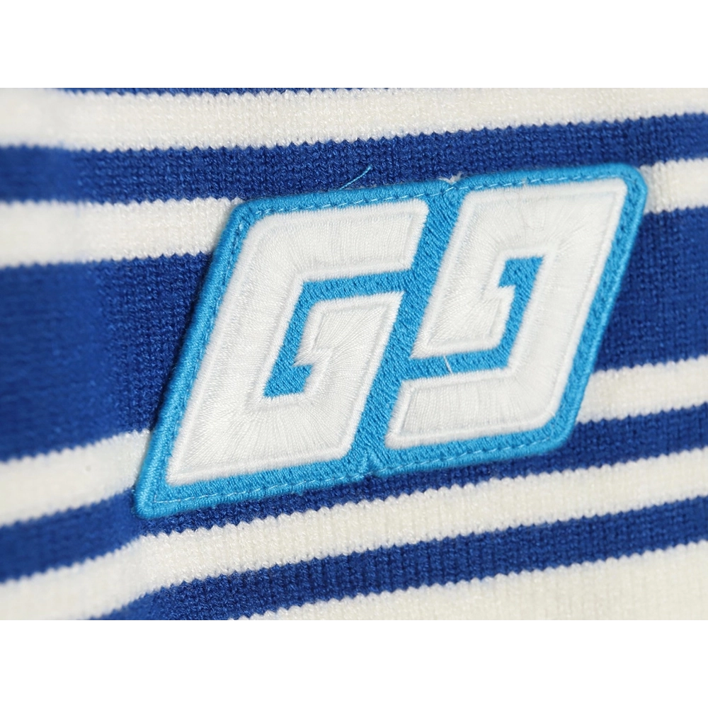 Gucci Blue Stripe Jacquard Interlocking Embroidery Sweater,Cheap Replica Reps Gucci
