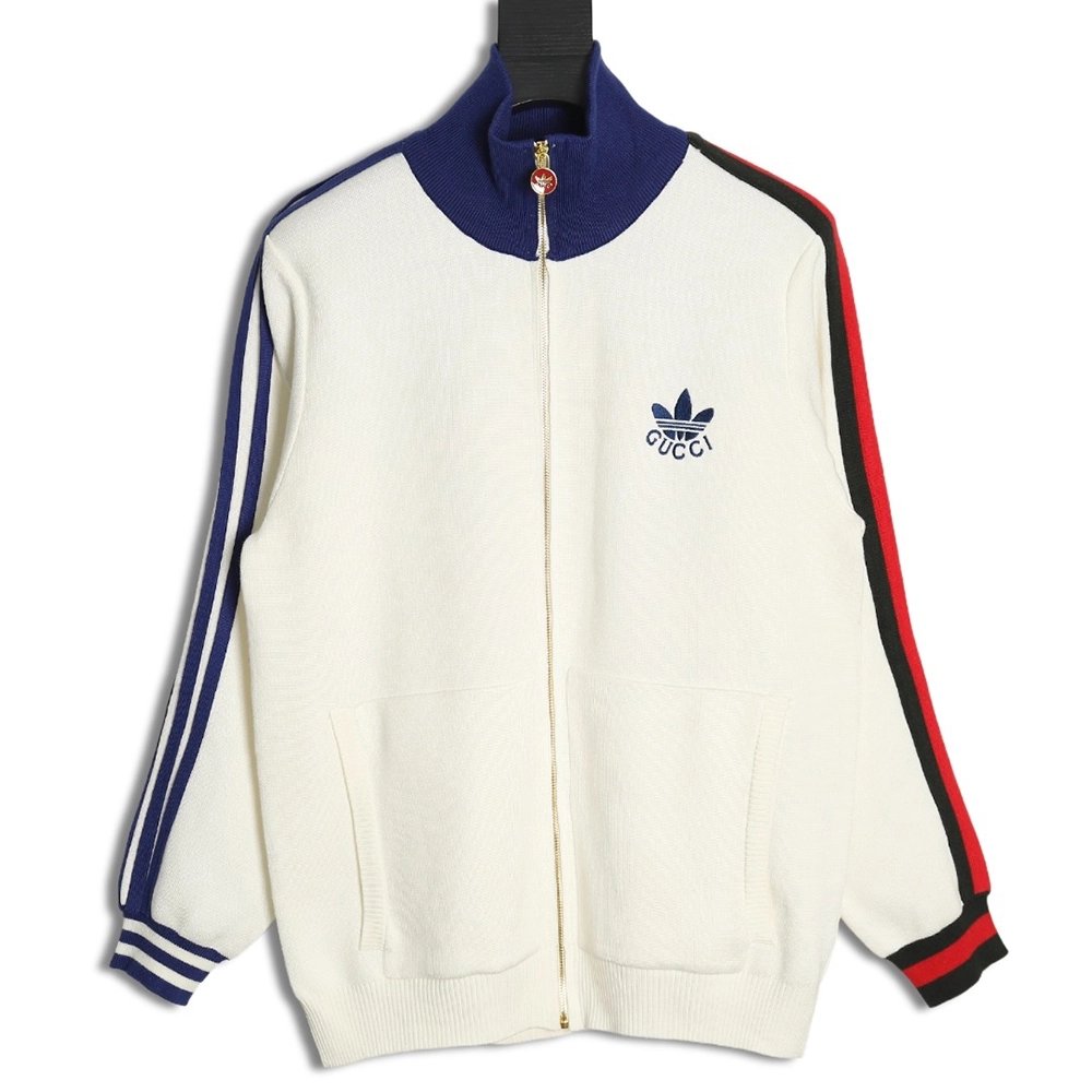 Gucci x Adidas cobranded trefoil embroidered knitted jacket XSL,Cheap Replica Reps Gucci