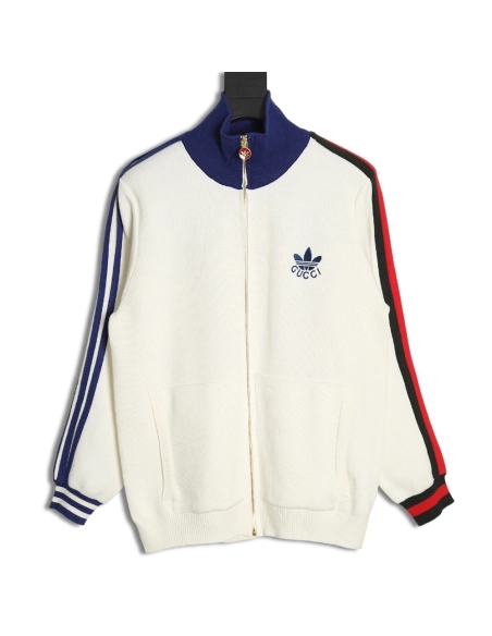 Gucci x Adidas cobranded trefoil embroidered knitted jacket XSL,Cheap Replica Reps Gucci