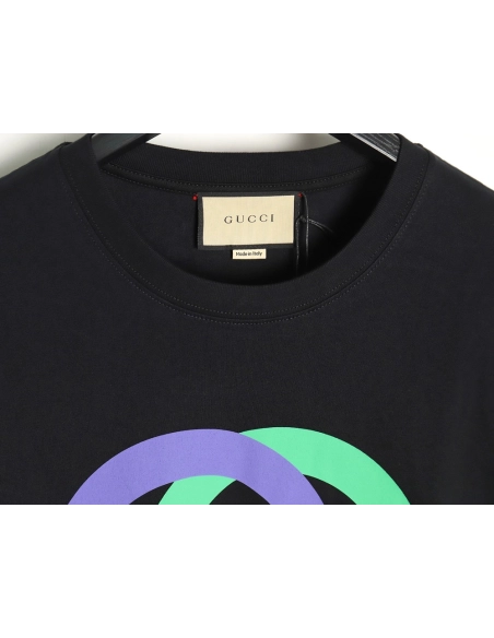 Gucci GG interlocking color block print shortsleeved Tshirt,Cheap Replica Reps Gucci