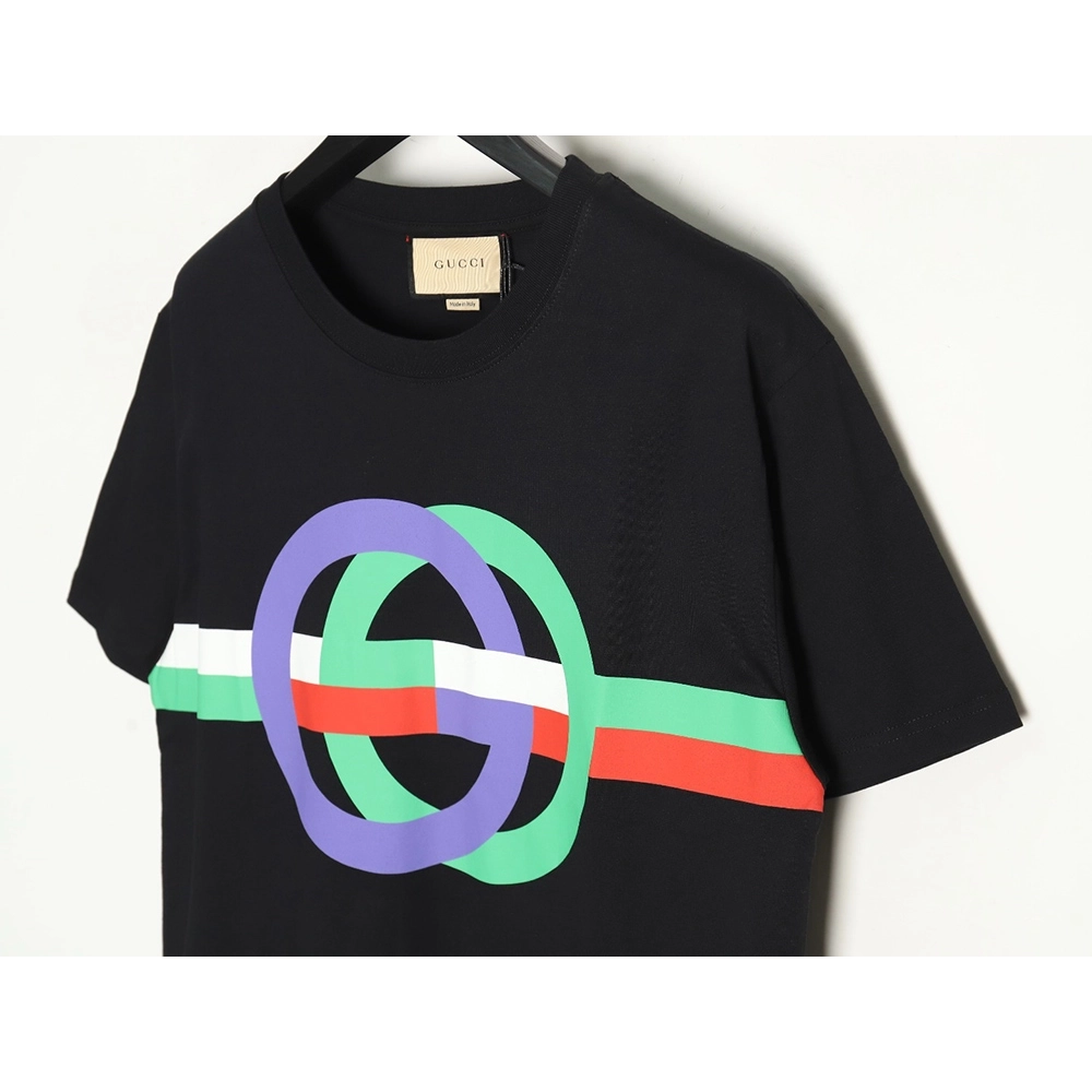 Gucci GG interlocking color block print shortsleeved Tshirt,Cheap Replica Reps Gucci