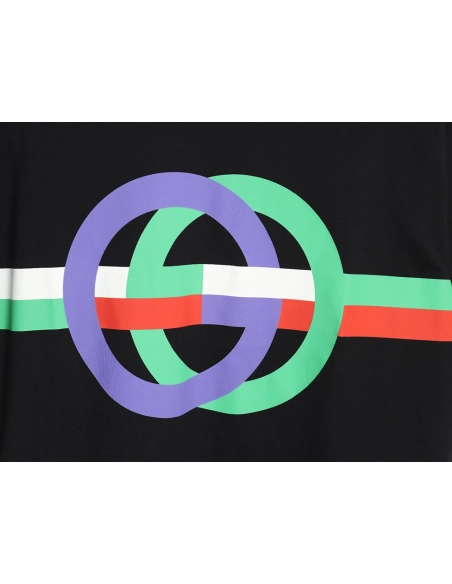 Gucci GG interlocking color block print shortsleeved Tshirt,Cheap Replica Reps Gucci