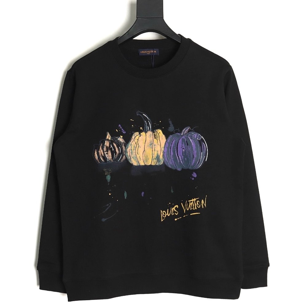 Louis Vuitton graffiti handpainted pumpkin sweatshirt TSK1,Cheap Replica Reps Louis Vuitton