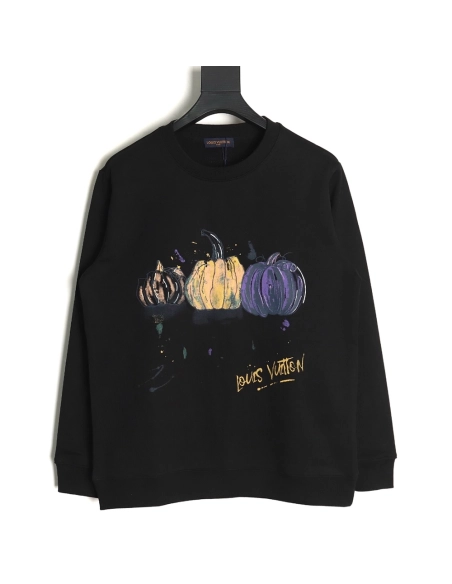 Louis Vuitton graffiti handpainted pumpkin sweatshirt TSK1,Cheap Replica Reps Louis Vuitton