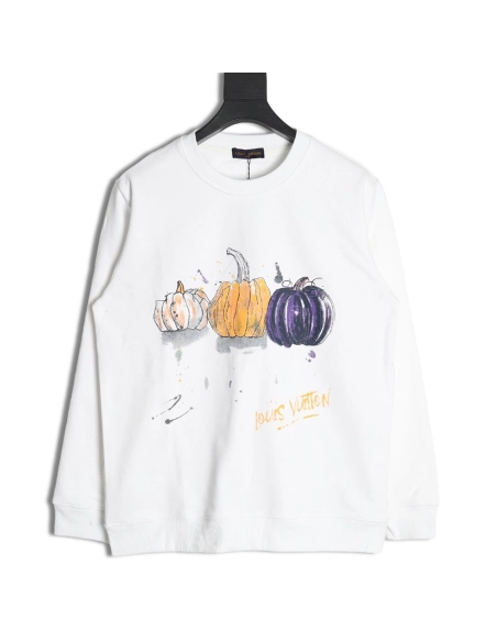 Louis Vuitton graffiti handpainted pumpkin sweatshirt,Cheap Replica Reps Louis Vuitton