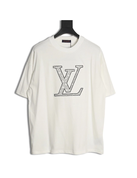 Louis Vuitton big logo monogram embroidered Tshirt,Cheap Replica Reps Louis Vuitton