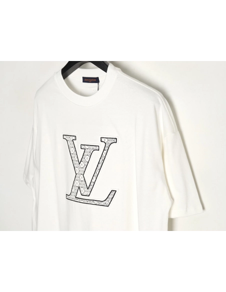 Louis Vuitton big logo monogram embroidered Tshirt,Cheap Replica Reps Louis Vuitton