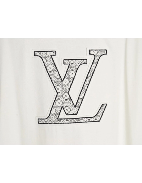 Louis Vuitton big logo monogram embroidered Tshirt,Cheap Replica Reps Louis Vuitton