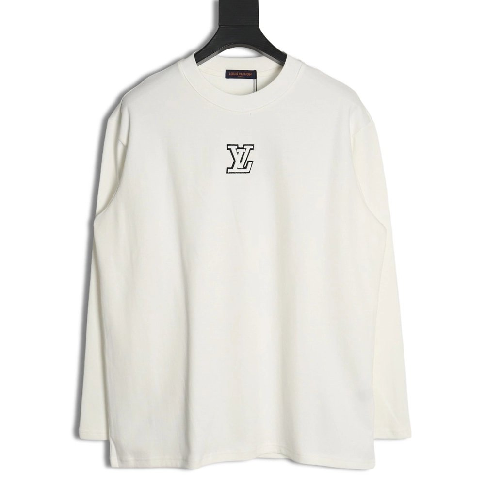 Louis Vuitton contrasting 3D logo embroidered long sleeves,Cheap Replica Reps Louis Vuitton