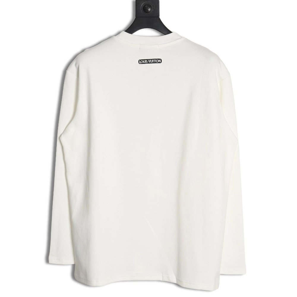 Louis Vuitton contrasting 3D logo embroidered long sleeves,Cheap Replica Reps Louis Vuitton
