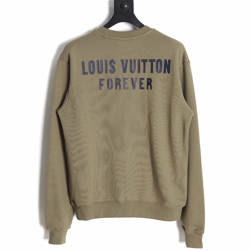 Louis Vuitton Fake Pocket Lettering Print Crew Neck Sweatshirt TSK1,Cheap Replica Reps Louis Vuitton
