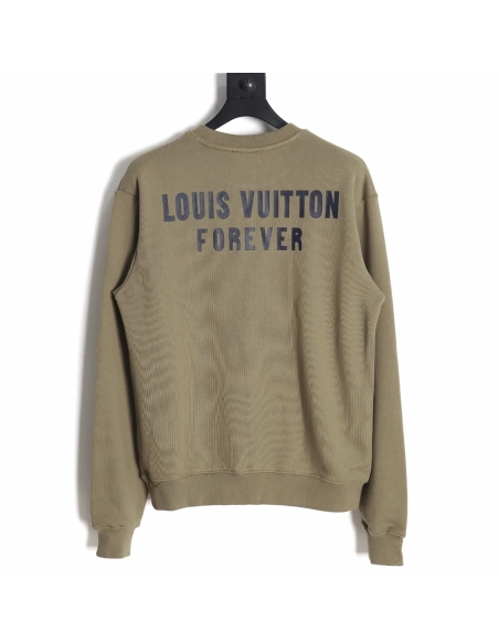 Louis Vuitton Fake Pocket Lettering Print Crew Neck Sweatshirt TSK1,Cheap Replica Reps Louis Vuitton