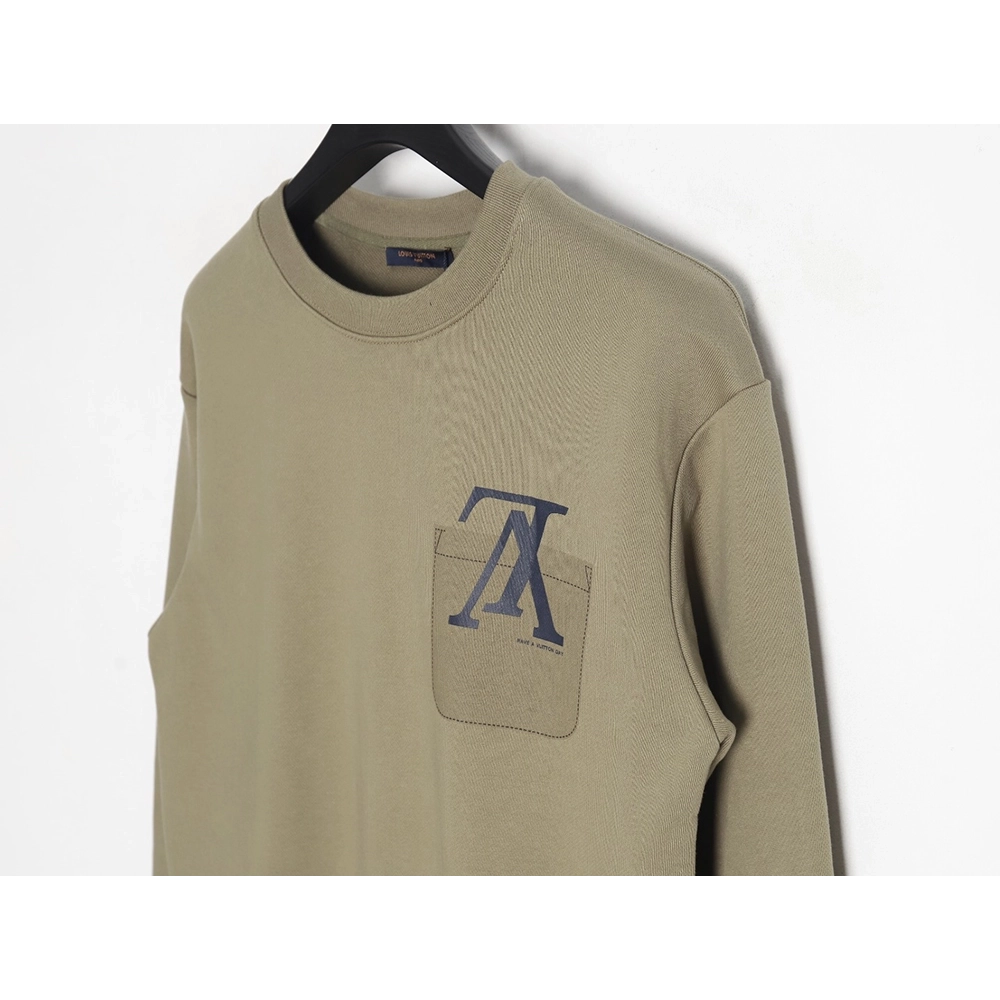 Louis Vuitton Fake Pocket Lettering Print Crew Neck Sweatshirt TSK1,Cheap Replica Reps Louis Vuitton