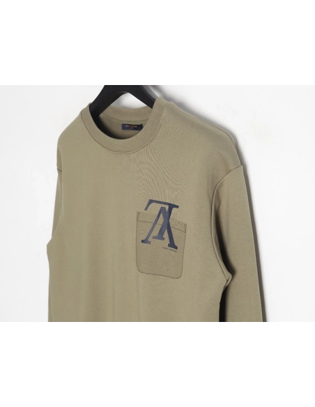 Louis Vuitton Fake Pocket Lettering Print Crew Neck Sweatshirt TSK1,Cheap Replica Reps Louis Vuitton