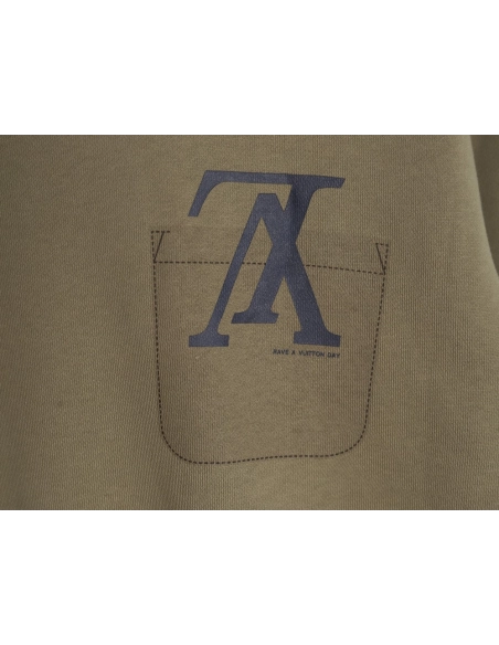 Louis Vuitton Fake Pocket Lettering Print Crew Neck Sweatshirt TSK1,Cheap Replica Reps Louis Vuitton