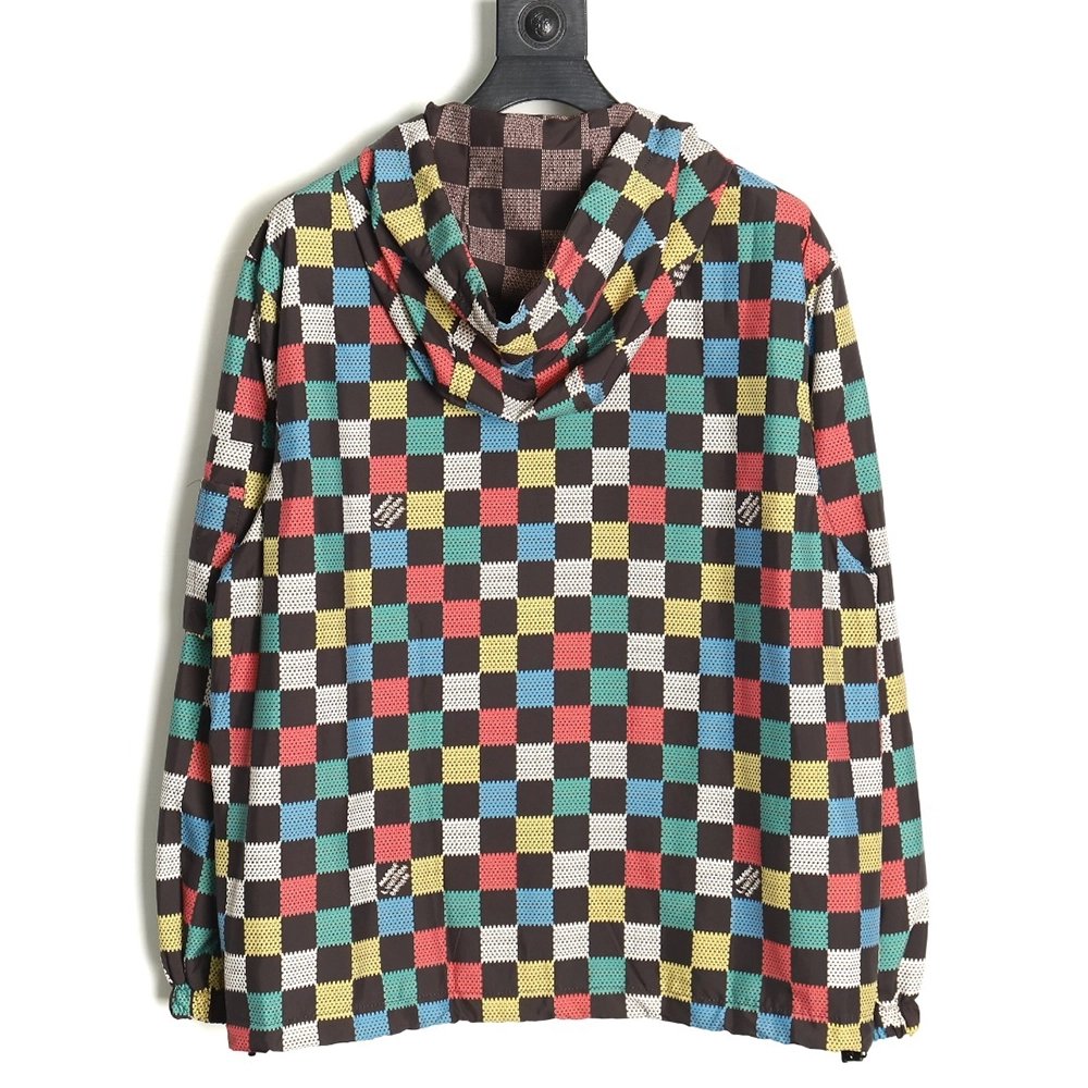 Louis Vuitton Checkerboard Hooded Windbreaker Jacket XSL,Cheap Replica Reps Louis Vuitton