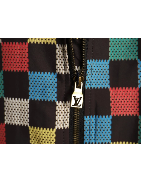 Louis Vuitton Checkerboard Hooded Windbreaker Jacket XSL,Cheap Replica Reps Louis Vuitton