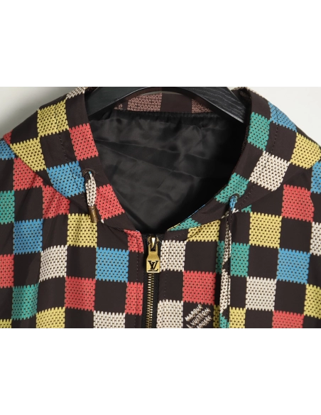 Louis Vuitton Checkerboard Hooded Windbreaker Jacket XSL,Cheap Replica Reps Louis Vuitton