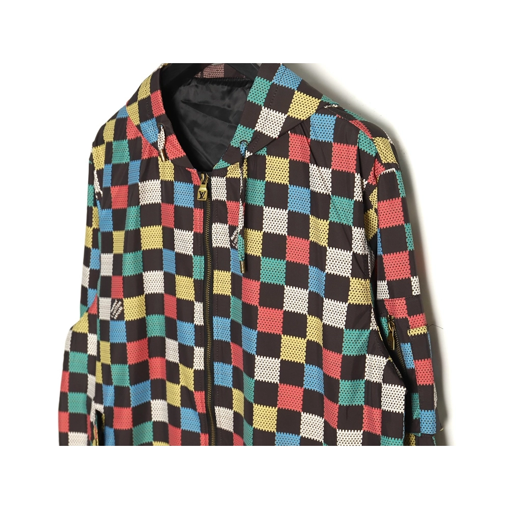 Louis Vuitton Checkerboard Hooded Windbreaker Jacket XSL,Cheap Replica Reps Louis Vuitton