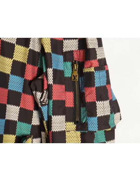 Louis Vuitton Checkerboard Hooded Windbreaker Jacket XSL,Cheap Replica Reps Louis Vuitton