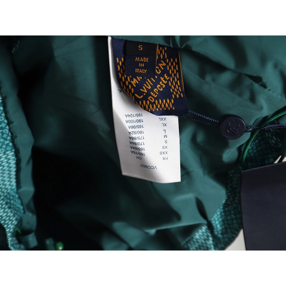 Louis Vuitton Green Checkerboard Hooded Windbreaker Jacket XSL,Cheap Replica Reps Louis Vuitton