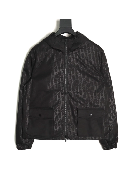 Dior all over printed woven zipup hooded jacket,Cheap Replica Reps Dior