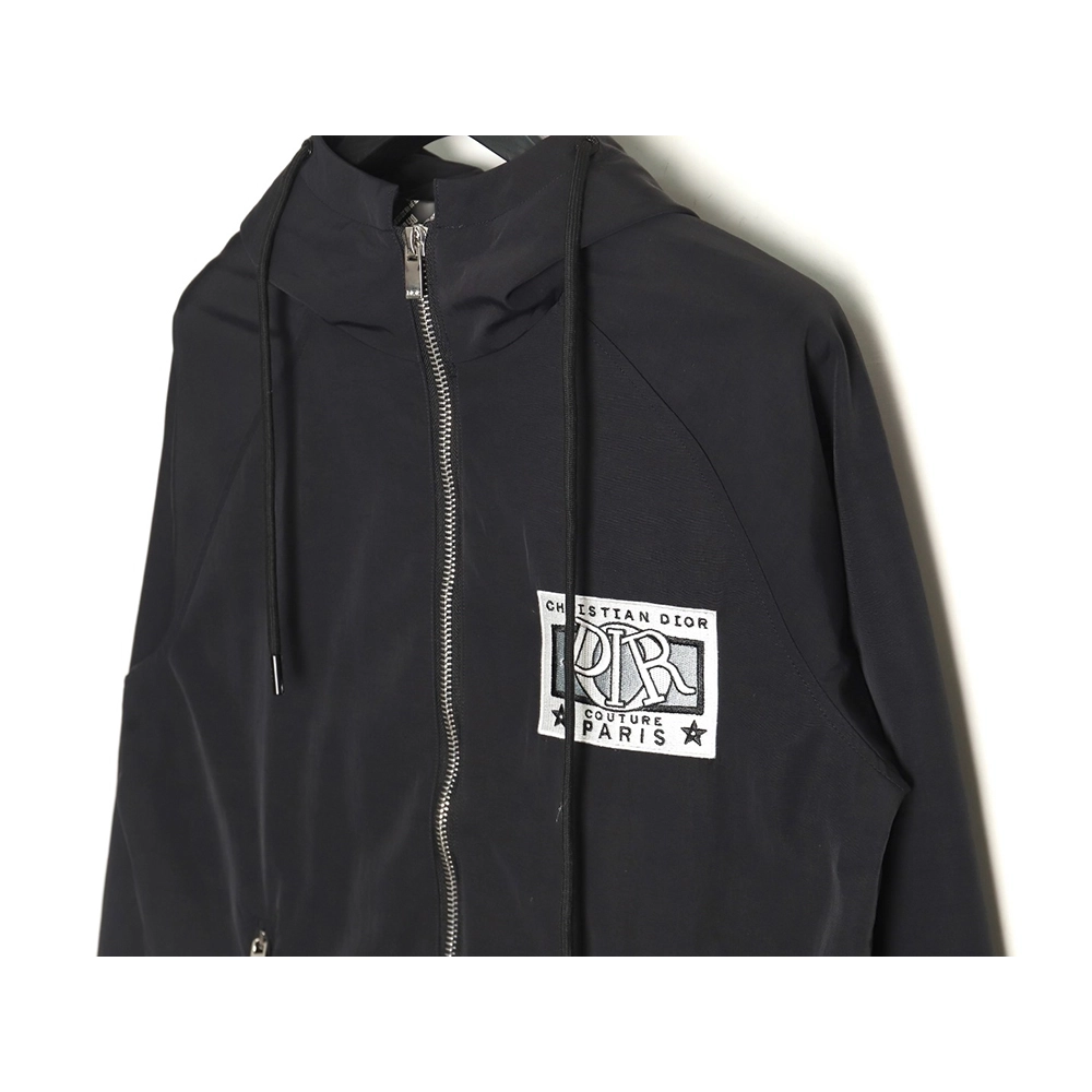 Dior letter embroidered hooded trench coat TSK1,Cheap Replica Reps Dior