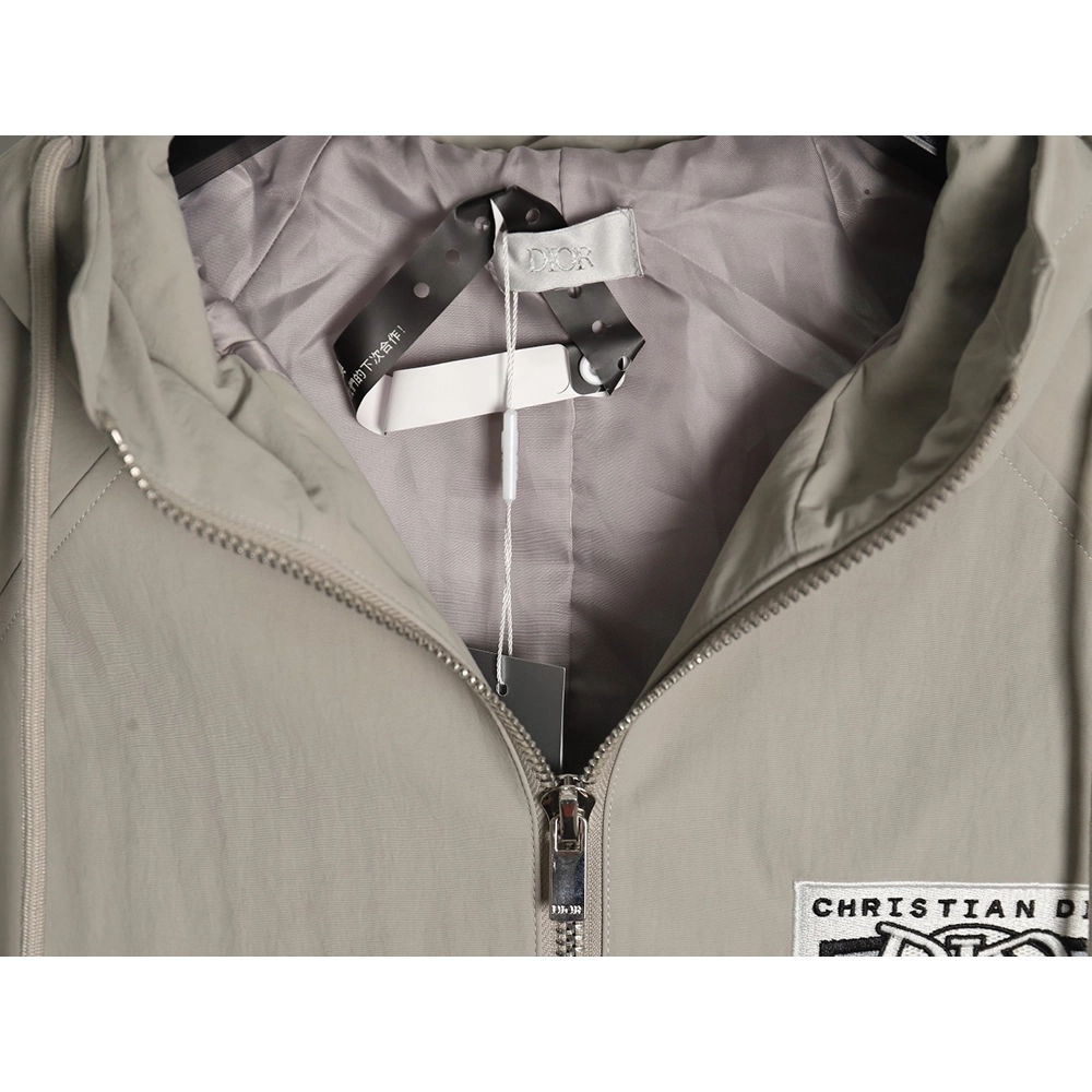 Dior letter embroidered hooded trench coat,Cheap Replica Reps Dior