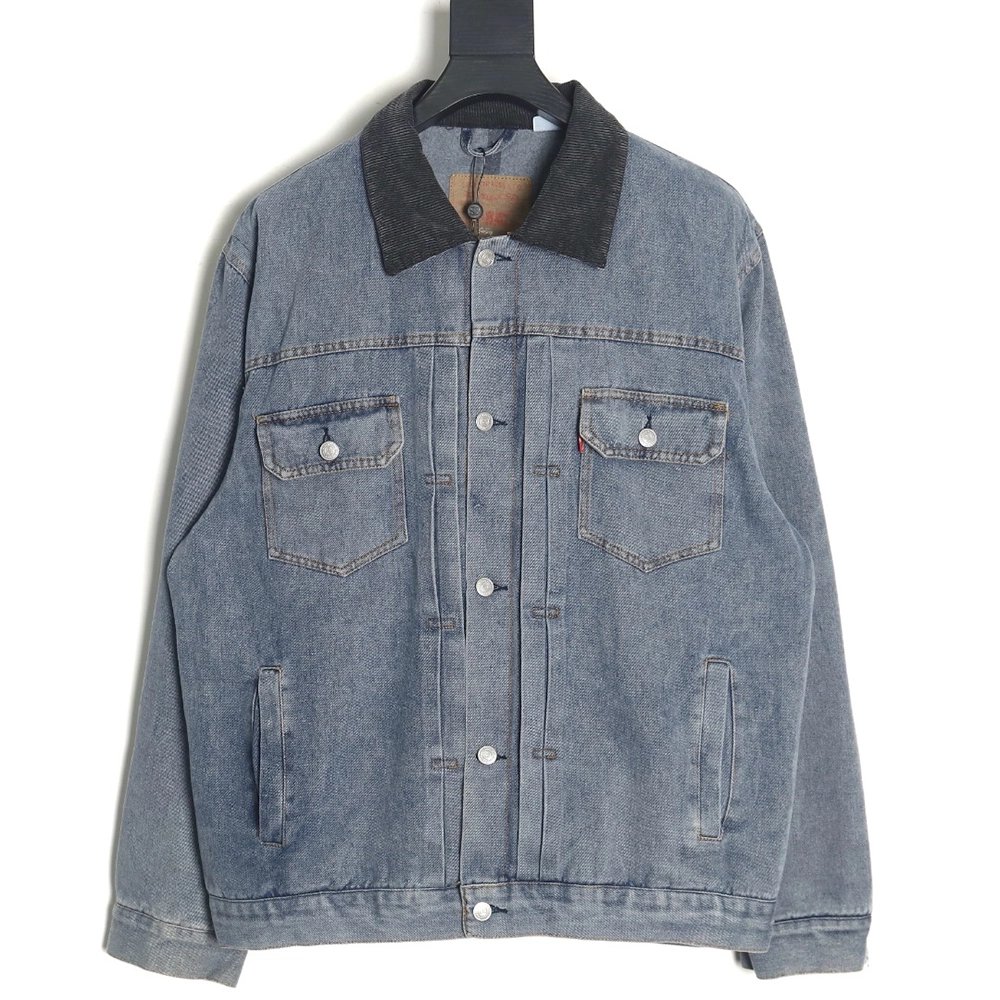Stussy x Levis 150th Anniversary Embossed Denim DoubleFaced Jacket,Cheap Replica Reps Stussy