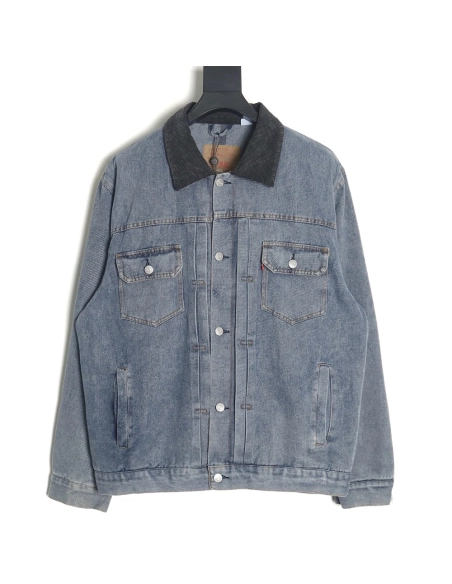 Stussy x Levis 150th Anniversary Embossed Denim DoubleFaced Jacket,Cheap Replica Reps Stussy