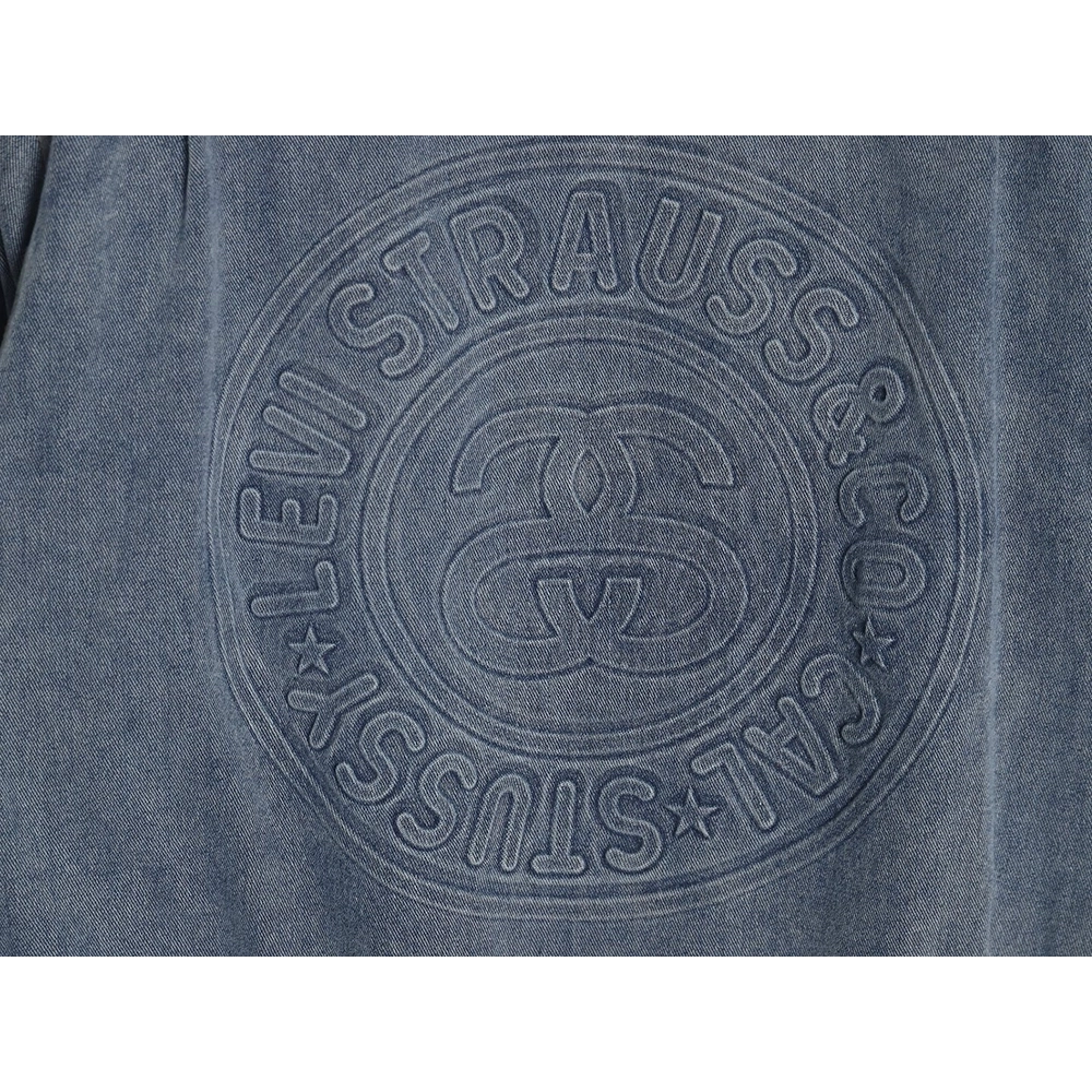 Stussy x Levis 150th Anniversary Embossed Denim DoubleFaced Jacket,Cheap Replica Reps Stussy